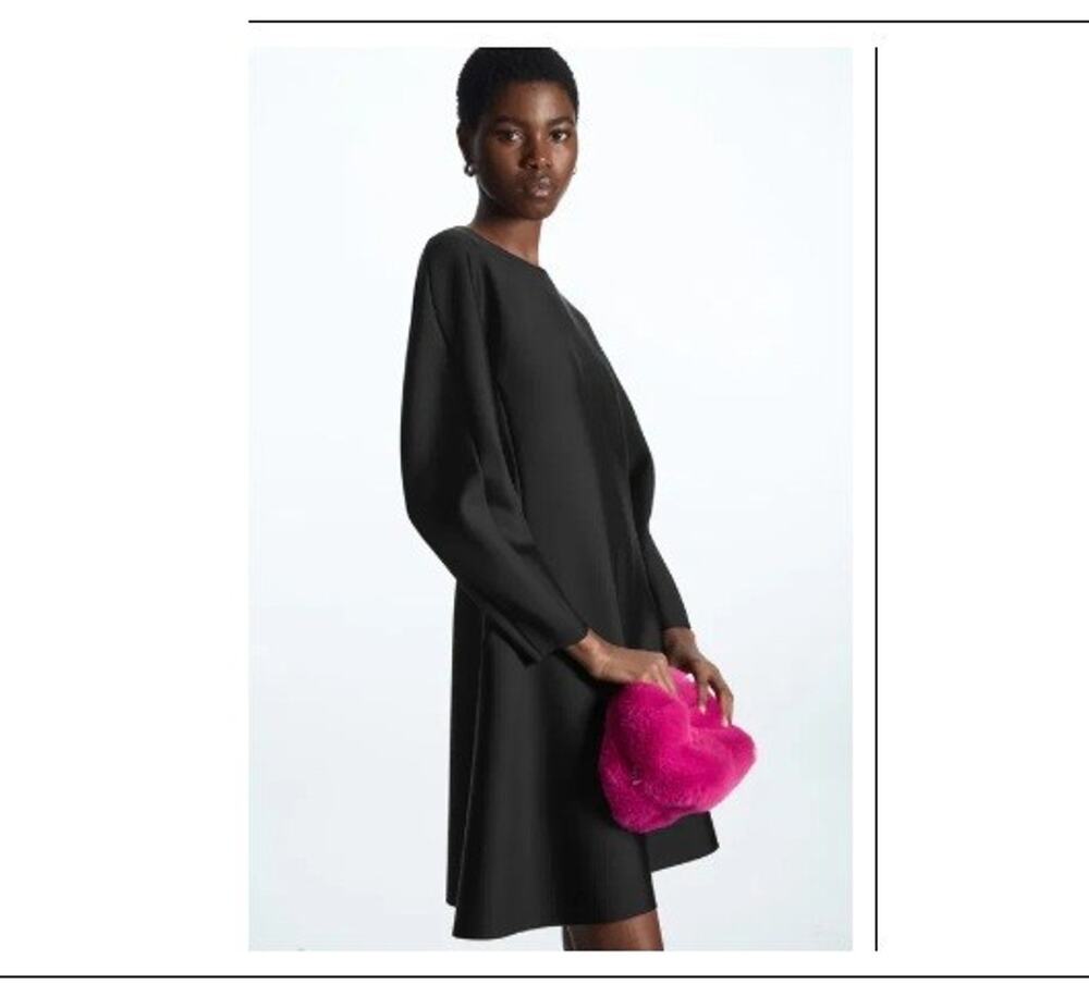 COS NWT Women's Sz M Structured Scuba Black Mini Minimalist Dress Long Sleeve